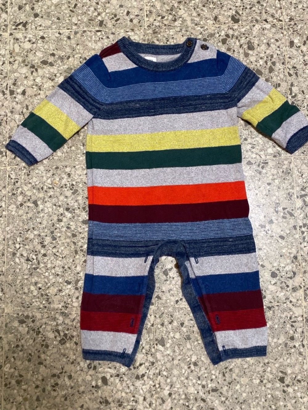 GAP Multicolor Striped Knit One-Piece Footie